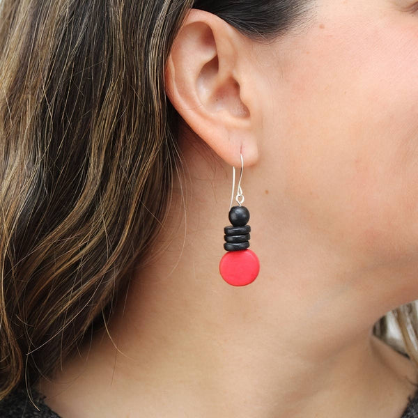 Sylca Designs Earrings, Dusk, Red/Black