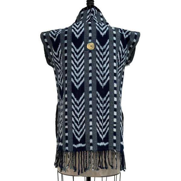Holly Badgley Cowl Tunic, Ikat, Blue, S/M