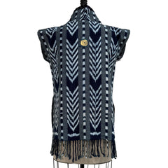 Holly Badgley Cowl Tunic, Ikat, Blue, S/M