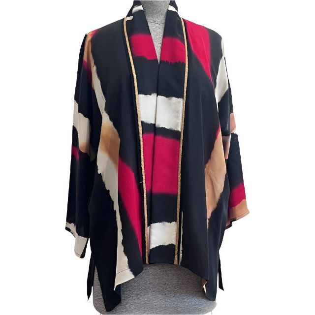 Catherine Bacon Kimono, Painted, Red/Black/Camel, M-XL