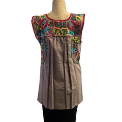 Miriam Campos Blouse, San Antonino, Sleeveless, Beige/Multicolor, XS