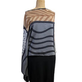 Kay Chapman Poncho, Patchwork, Brown/Grey/Tan/White/Black, OS