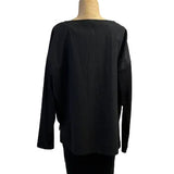 Andrea Geer Top, Crinkle, Black with Lime & White Abstract Designs S/M
