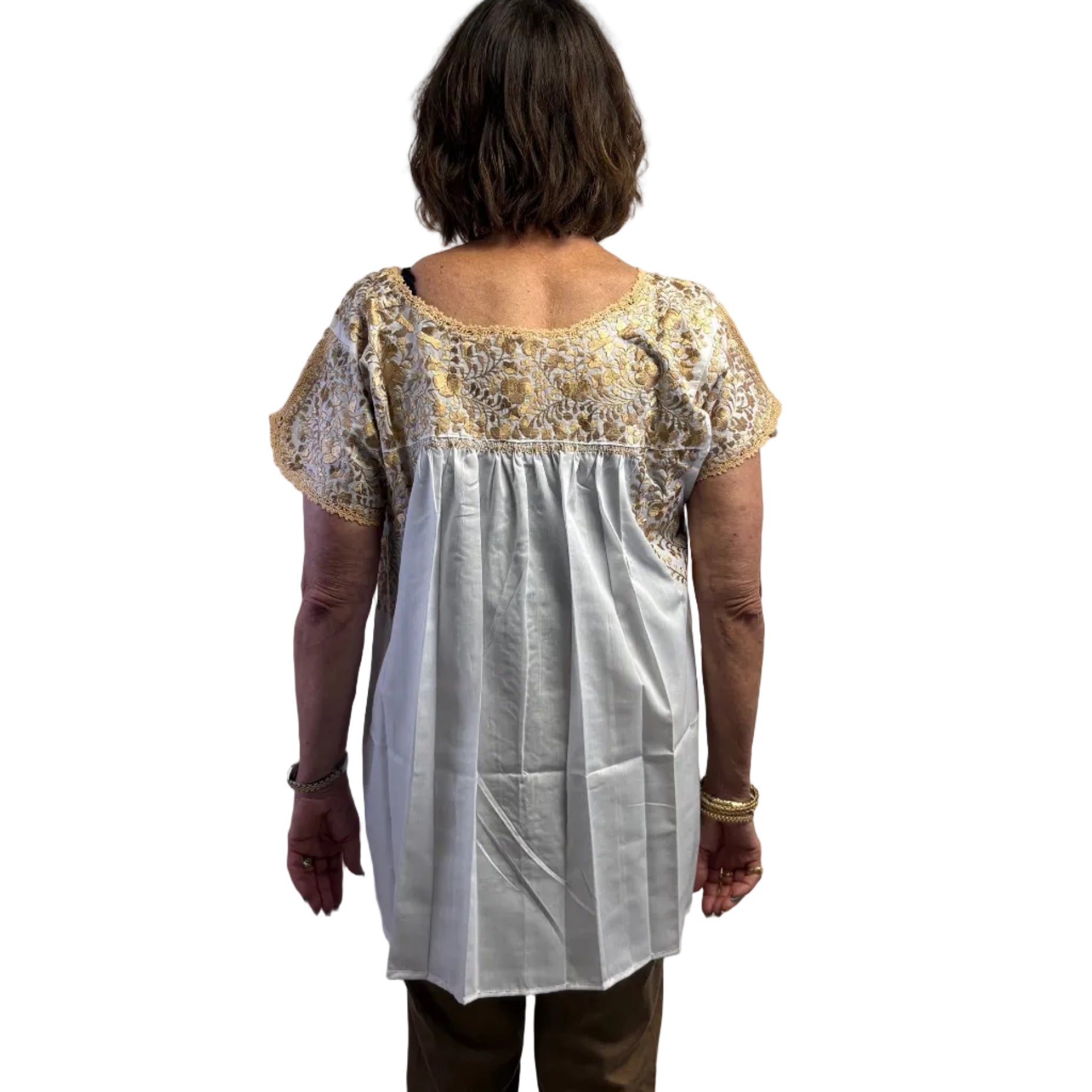 Miriam Campos Blouse, San Antonino, White/Gold, M