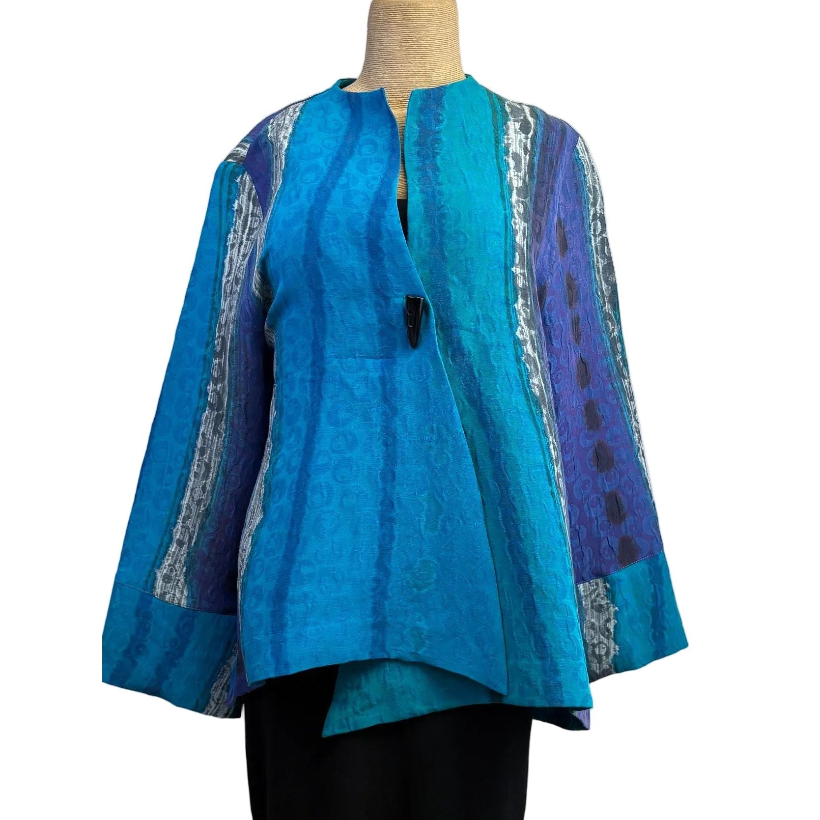 Kay Chapman Jacket, Asymmetrical, Turq/Navy/Arial, S