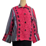 Kay Chapman Jacket, Loop Button,  Red/Gray Ariel, XS