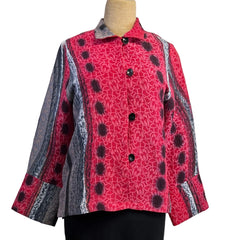 Kay Chapman Jacket, Loop Button,  Red/Gray Ariel, XS