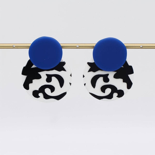 Sylca Designs Earrings, Lola, Blue/Black/White