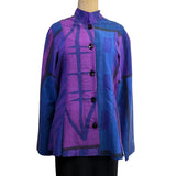 Kay Chapman Shirt, Pleated, Patchwork, Purple/Navy, M