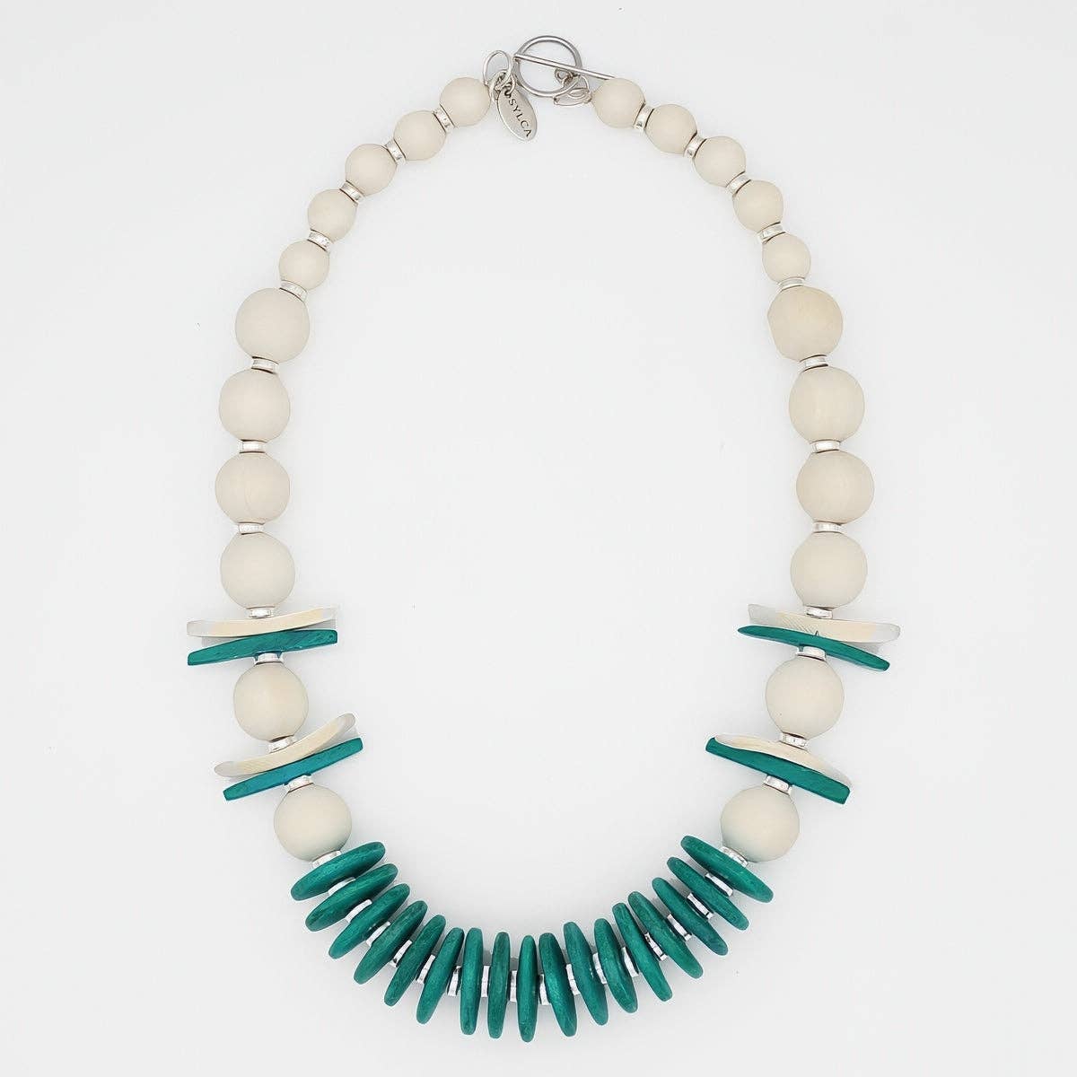 Sylca Designs Necklace, Skylar Coastal Aura, Turquoise/White