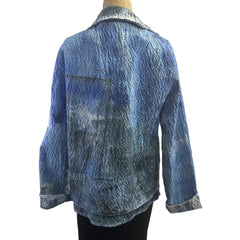 Tatiana Palnitska Jacket, Textured Blue Painted Jacket, Blue/Black, S