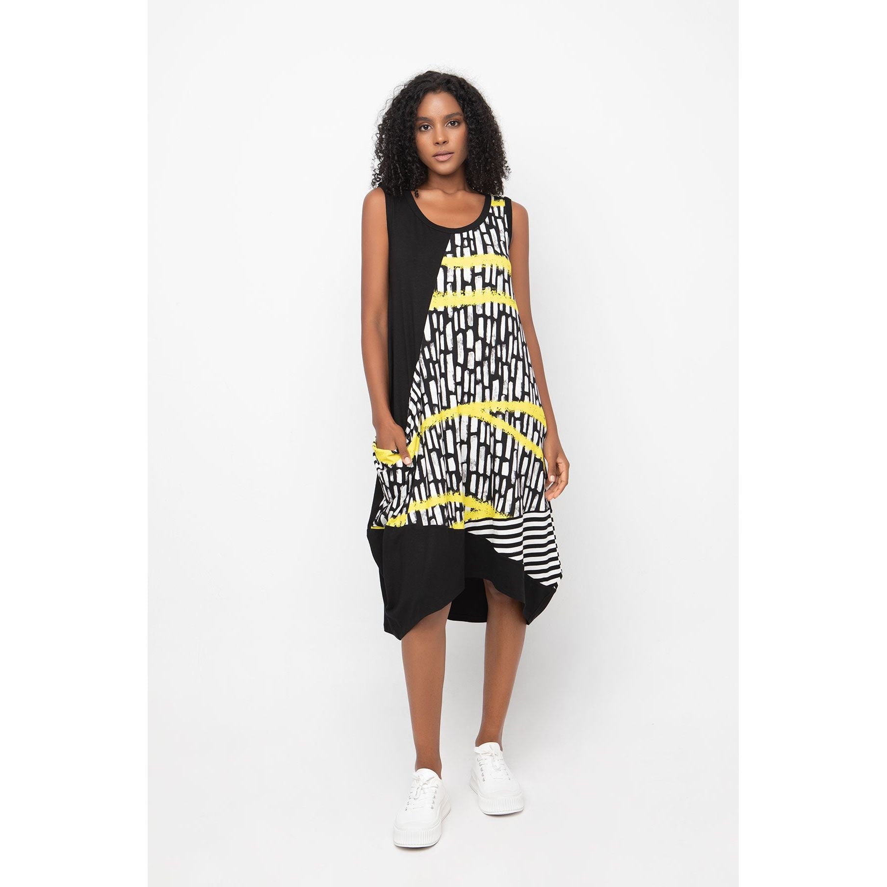 Ozai N Ku Dress, Black/Yellow/White S/M Santa Fe Weaving Gallery Ozai N Ku Dress, Black/Yellow/White S/M Santa Fe Weaving Gallery
