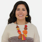 Sylca Designs Necklace, Alexis, Long, Orange/Brown/Red
