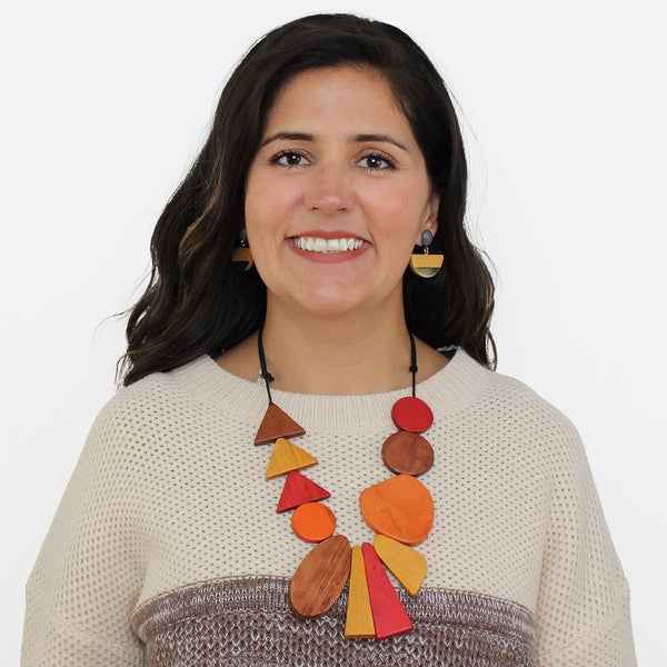 Sylca Designs Necklace, Alexis, Long, Orange/Brown/Red