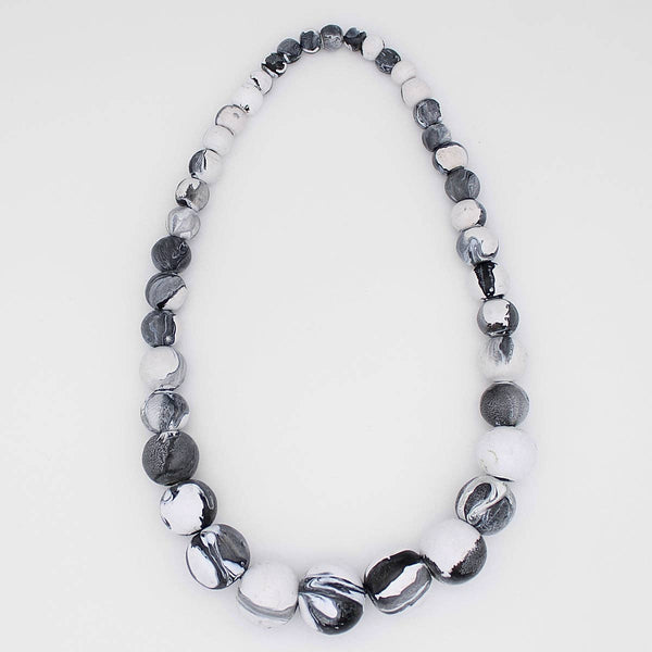Sylca Designs Necklace, Kori, Beaded, White/Grey