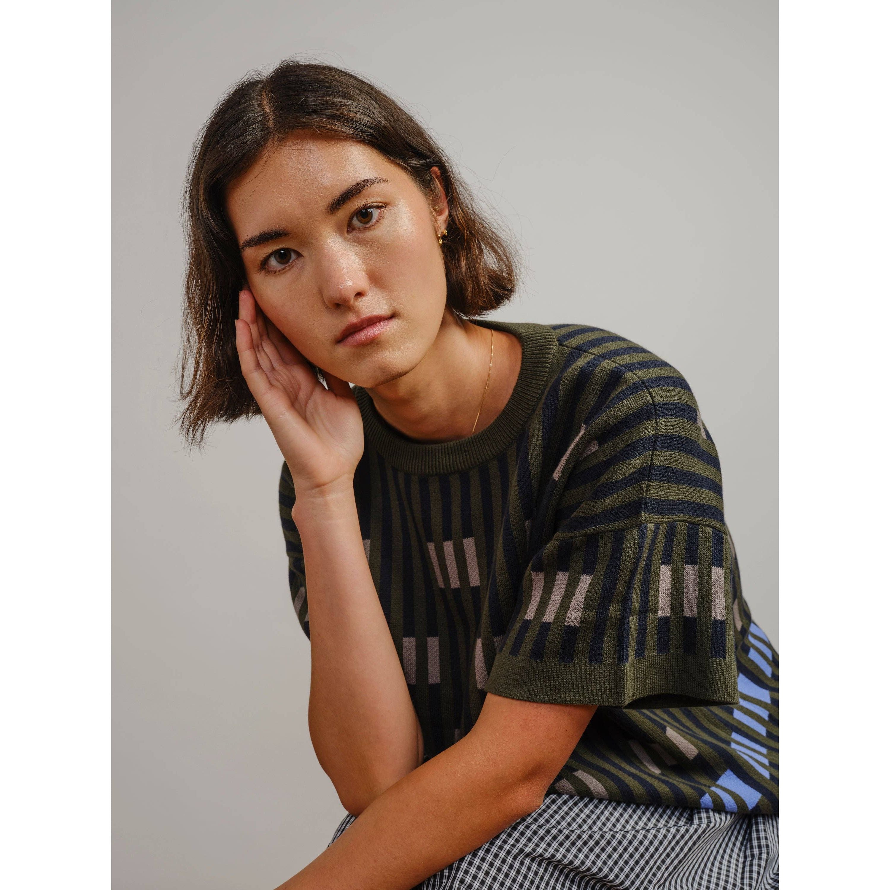 The Endery Tee, Bauhaus, Cinder, Green/Tan/Periwinkle/Black
