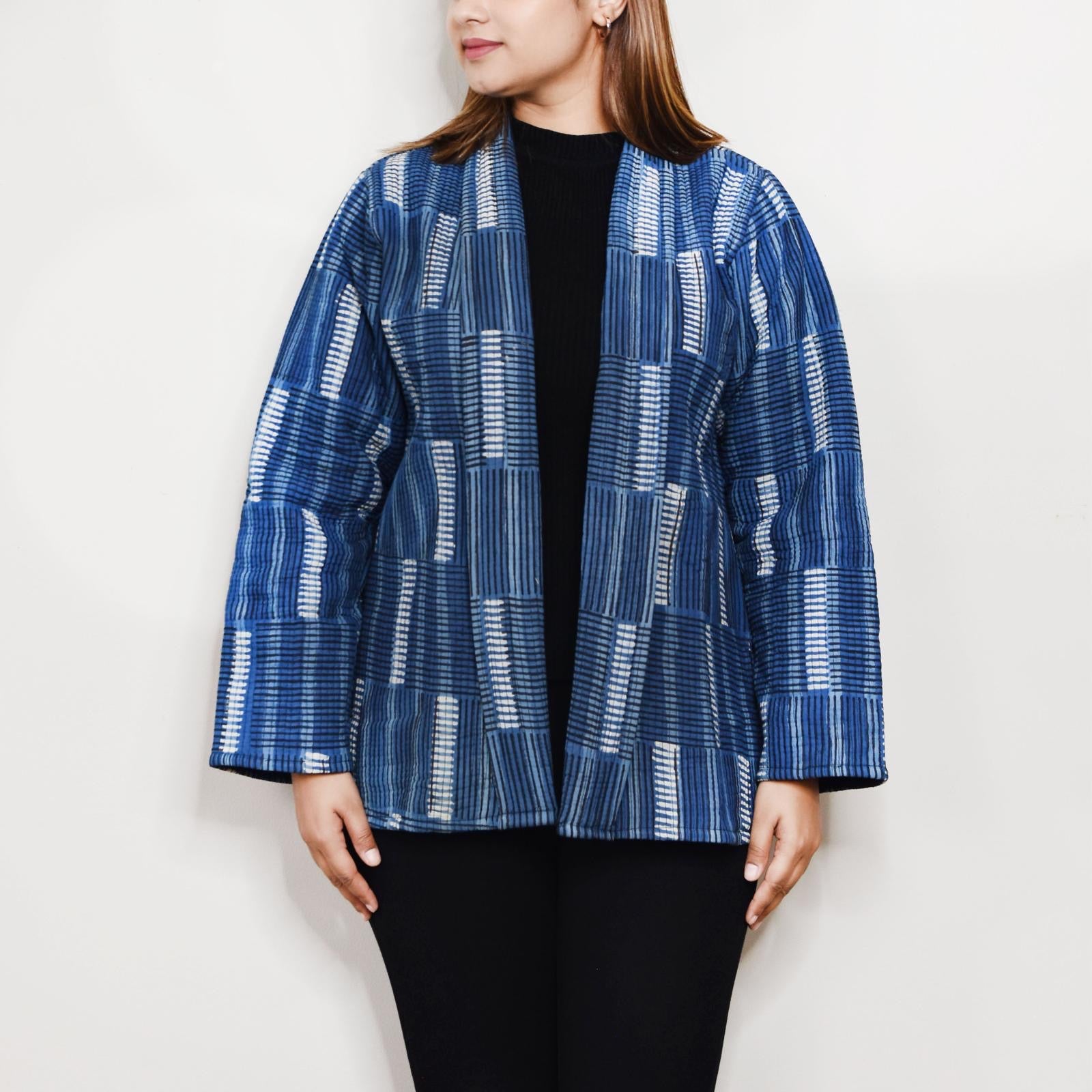 Sudarshan Jacket, Blue/White/Black S & M/L