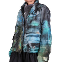 Tatiana Palnitska Jacket, Colorful Waves Rolling In, Blue/Aqua/Green/Brown/Black, S