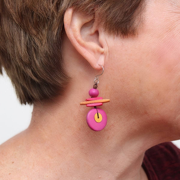 Sylca Designs Drop Earrings, Assuta, Fuchsia
