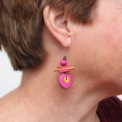 Sylca Designs Drop Earrings, Assuta, Fuchsia
