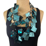 Annemieke Broenink Necklace, Square Polka Dot Metallic, Turquoise