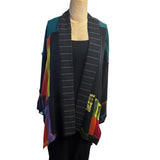 Catherine Bacon Kimono, Mosaic, Black/Teal/Orange Fits M-XL