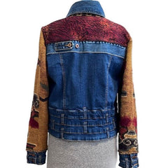 Catherine Bacon Jean Jacket, Wump, Knit Sleeves, Double Closure & Collar, S/M