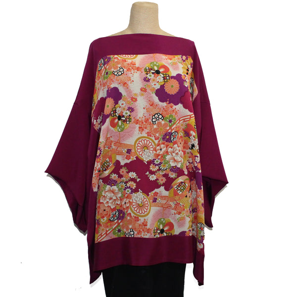 Constance West Kimono, Flowers on Water, Magenta, OS