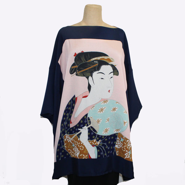 Constance West Kimono, Utamaro Geisha, Navy Blue