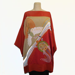 Constance West Kimono, Crane & Turtle, Persimmon/Multi-Color, OS