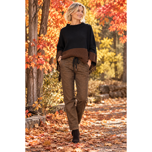 Pier Antonio Gaspari Sweater, Fringed, Black/Brown M & L
