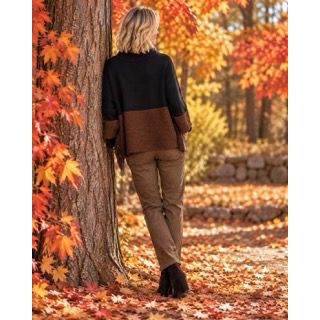 Pier Antonio Gaspari Sweater, Fringed, Black/Brown M & L