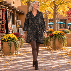 Pier Antonio Gaspari Tunic Sweater, V-Neck, Painted, Brown/Black S, M/L & XL