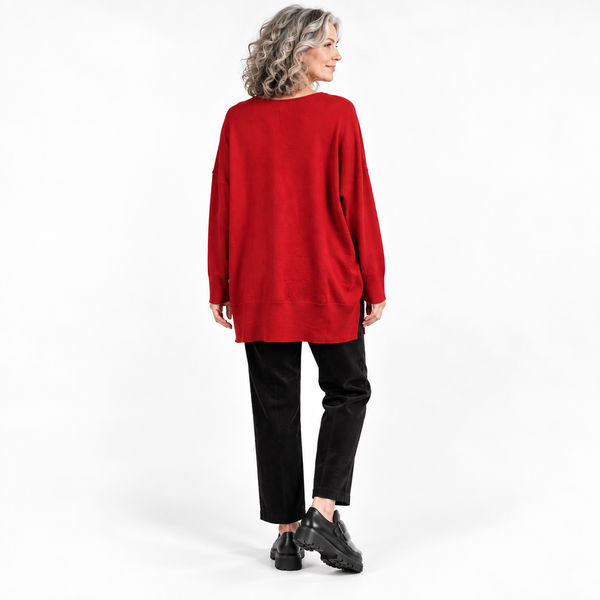 Pier Antonio Gaspari Sweater, Pleated, Red S & M