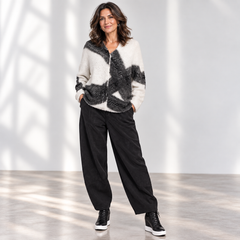 Pier Antonio Gaspari Cardigan Sweater, Latte/Black/Grey, L