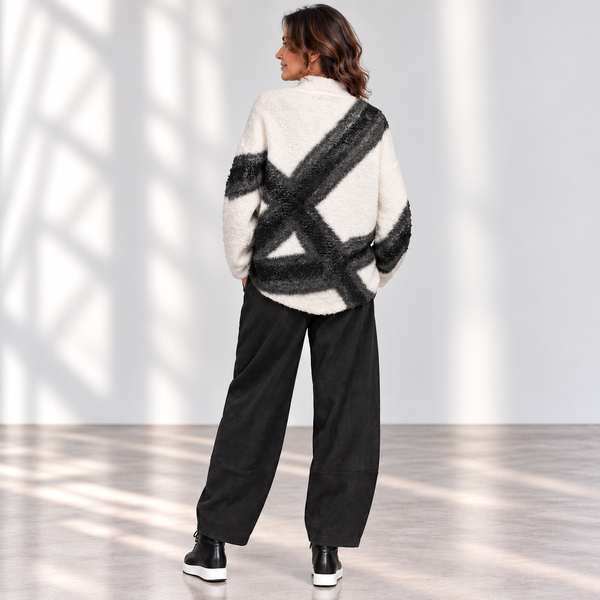 Pier Antonio Gaspari Cardigan Sweater, Latte/Black/Grey, L