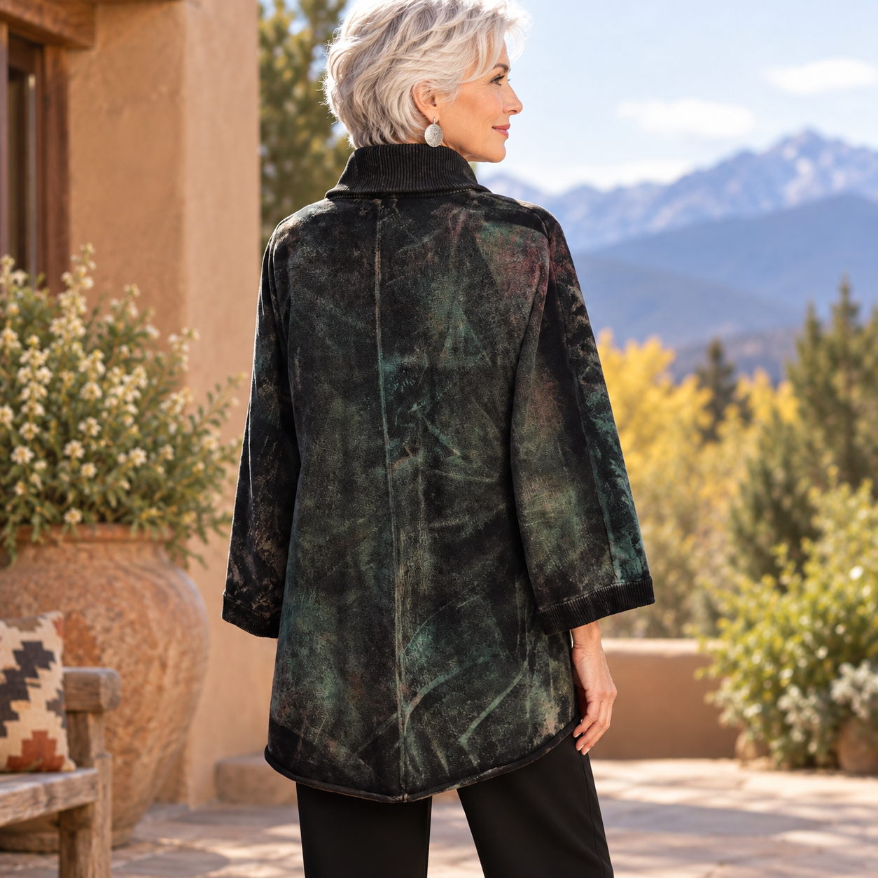 Cynthia Ashby Jacket, Nadia, Sanctuary, Greens/Charcoal/Pale Pink, Fits M-XL