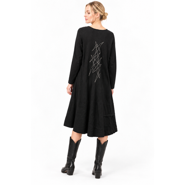 Mara Gibbucci Dress, Artistic Print, Shanter, Black/Grey S