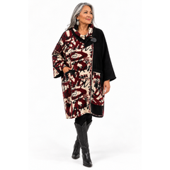 Mara Gibbucci Coat, Black/White/Maroon S/M & XL/XXL
