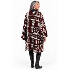 Mara Gibbucci Coat, Black/White/Maroon S/M & XL/XXL