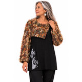 Mara Gibbucci Tunic, Cowl Neck, Black/Multi-Color M/L & XL