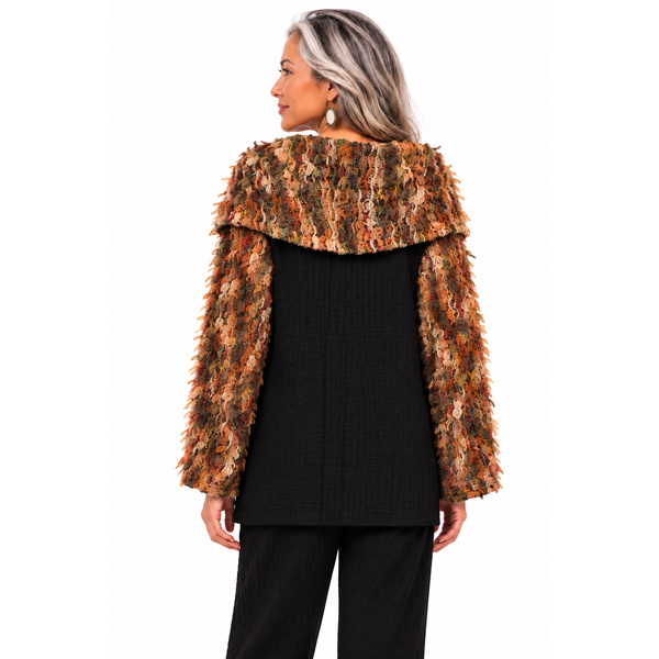 Mara Gibbucci Tunic, Cowl Neck, Black/Multi-Color M/L & XL