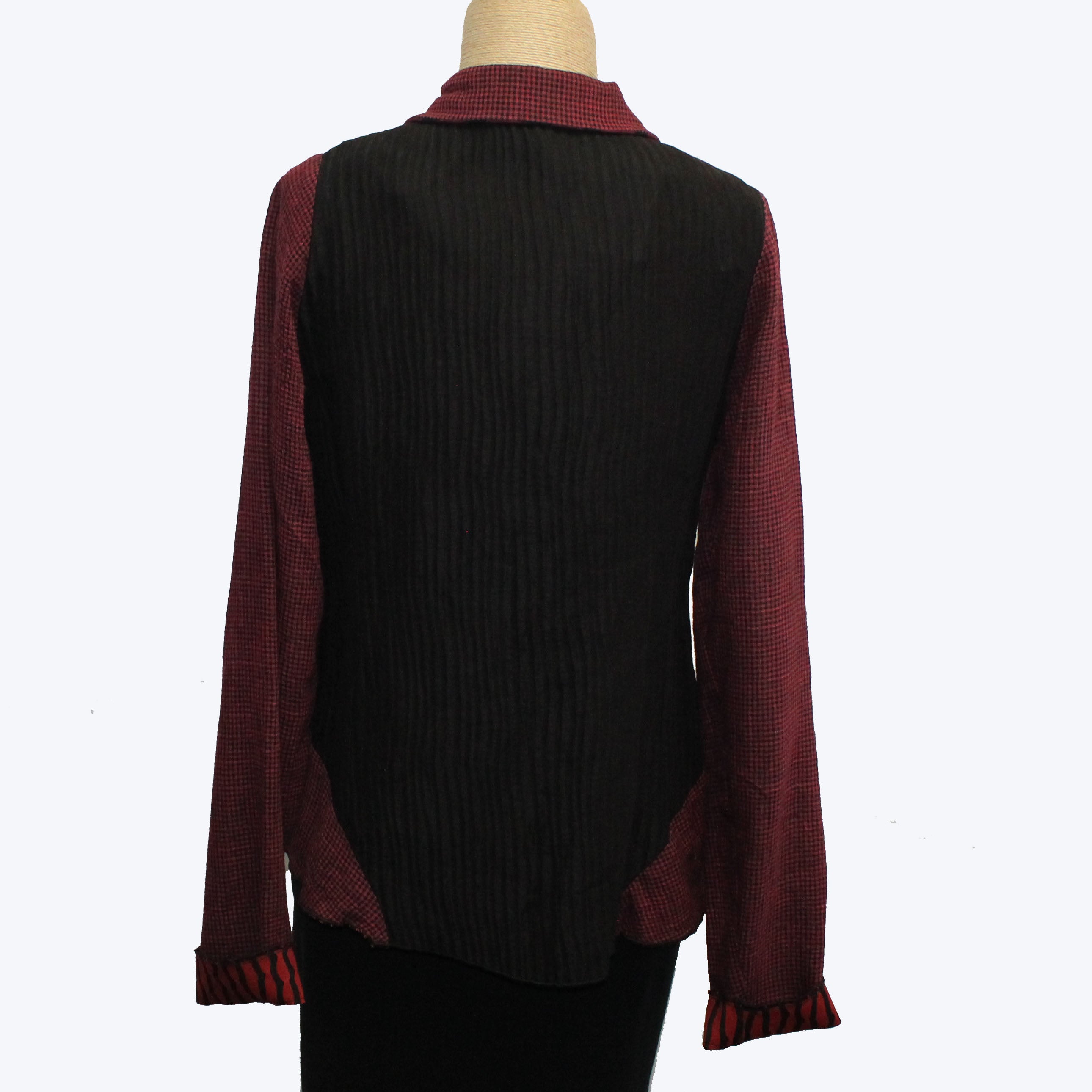 Deborah Cross Shirt, Curve, Cranberry/Black, XXS