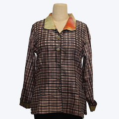 Deborah Cross Shirt, Dart, Tan/Black, XS