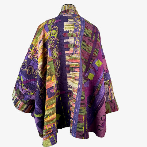 Diane Prekup Rhuana, Painted Silk, Purple/Violet/Green/Gold, OS