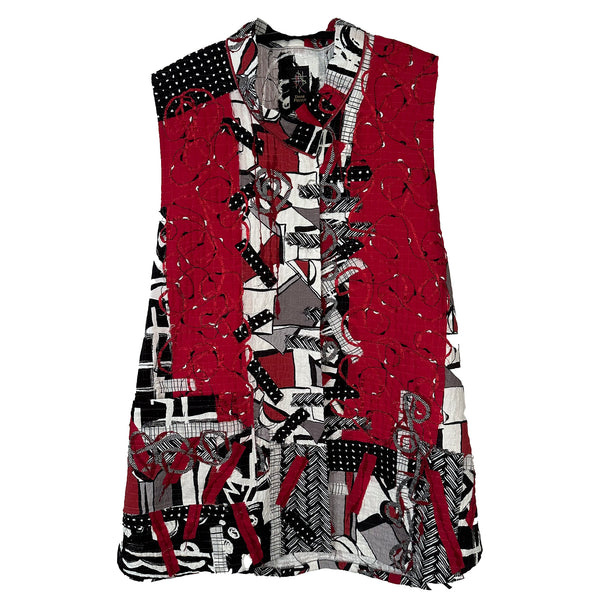 Diane Prekup Vest, Market, Red/Black/White, XS/S