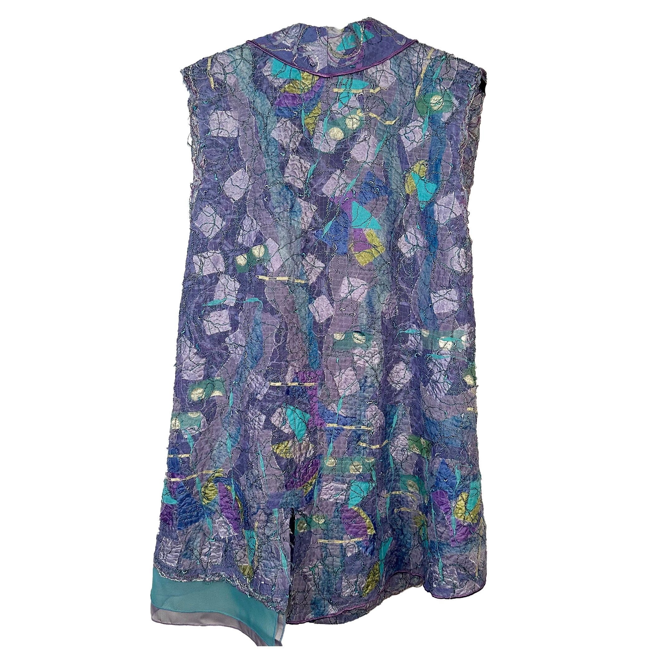 Diane Prekup Vest, Asymmetrical, Orchid/Turquoise/Lime, M
