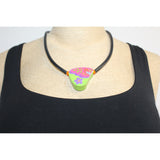 Theresa Killgore Necklace, Abstract Shapes, Green/Pink
