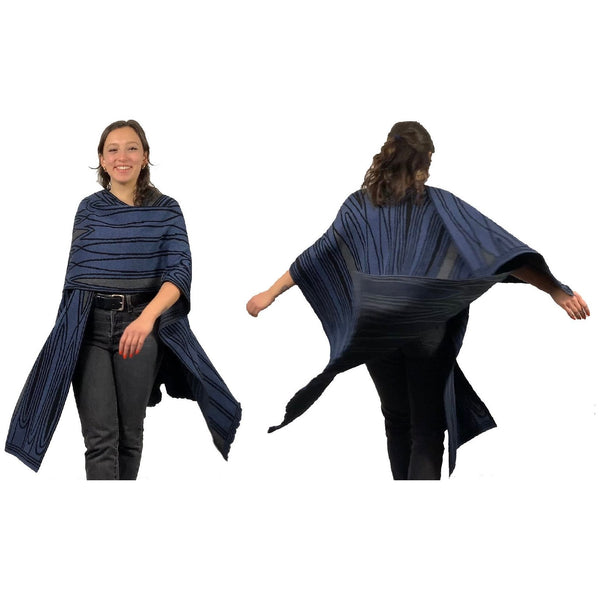 Sharon London Cape, Reversible, Denim/Black/Charcoal