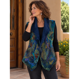 Lyndy Runyon Vest, Felted, Royal Blue, Teal & Emerald Green S
